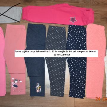 Dekliške pajkice in hlače od št. 92 do 116