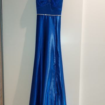 Maturanska obleka, royal blue, svileno, enkrat nošeno