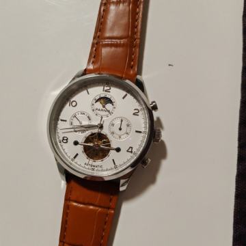 Parnis avtomatična ura v slogu IWC pilotska ura (automatic) - Moon Sun