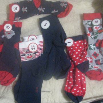 Bombazne božično-novoletne nogavice, 7parov, vel 35-38