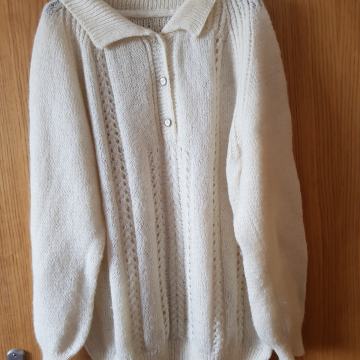 BEL ROČNO PLETEN DOLG PULOVER XL/XXL
