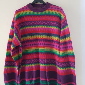 BENETTON MAVRIČNI PLETEN PULOVAR L/XL