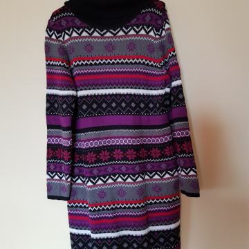 BPC NOVA VEČBARVNA PLETENA OBLEKA L/XL