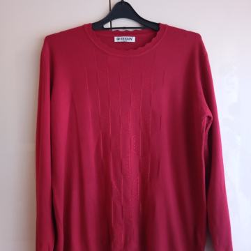 EVELIN RDEČ PULOVER Z BISERČKI - KOT NOV XL