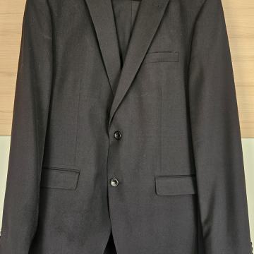 Moška obleka št.50, črna, 100% volna, Bugatti