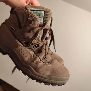 Pohodniški čevlji, obutev, gležnarji za v hribe, usnjeni, bež rjava