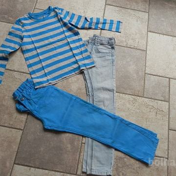 KOMPLET OBLAČIL 8 - 10 LET (2 X jeans hlače   majica)