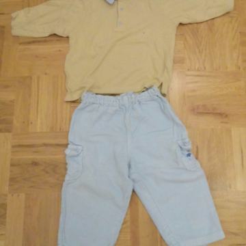 Majčka dolg rokav na polo ovratnik + žametne hlače št.80