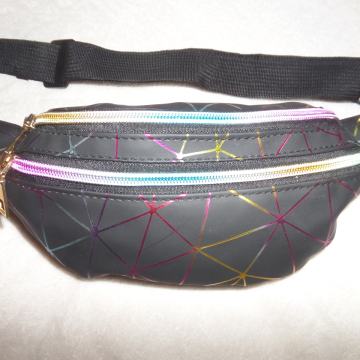 Torbica za okoli pasu z mavričnimi zadrgami (NOVA)