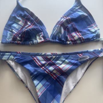 Dvodelne kopalke Firefly, velikost XS, modro-rdeč karo vzorec