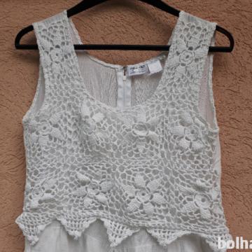 hlačno krilo kombinezon s čipko, bel št 40