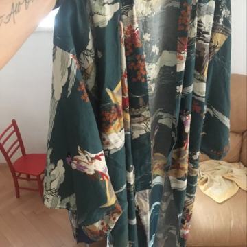 Kimono halja japonski 100 % bombaž svila, nov medium large