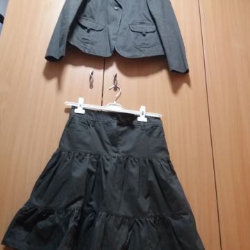 Prodam ženski komplet olivno zelen (suknjič in krilo) v. 38 za 10 EUR