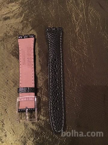 Nov PAS pašček ZA URO Swatch Swiss olivno zelen, pravo usnje 17 mm