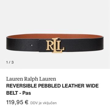 Rjav in črn usnjen Lauren Ralph Lauren obojestranski pas