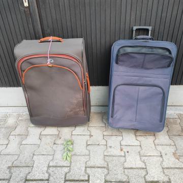 Potovalni kovček na kolesih - Rjavi in Modri
