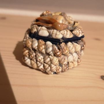 Vintage okrasna škatlica iz školjk (za nakit)