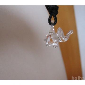 Modna unikatna verižica in prstan s slončkom iz stekla