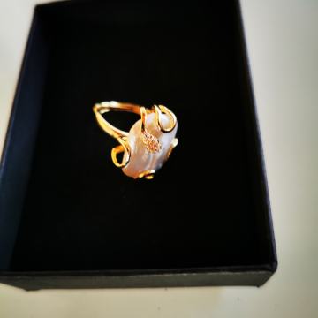 Prstan s pravo perlo, nastavljiv