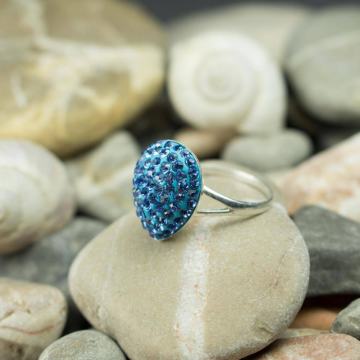 Srebrni prstan (pravo srebro 925) +swarovski kristali vel. 7,5mm
