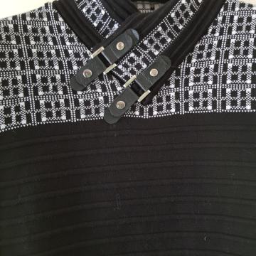 DAVID COPPER ČRNO BEL PLETEN PULOVER S/M