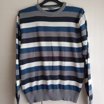 IDENTIC BOMBAŽEN ČRTAST MOŠKI PULOVER M 48/50