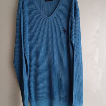 POLO RALPH LAUREN  MOŠKI MODER BOMBAŽNI PULOVER XL