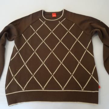 pulover SOLIVER, št.M, rjav z bež črtami - karo vzorec spredaj