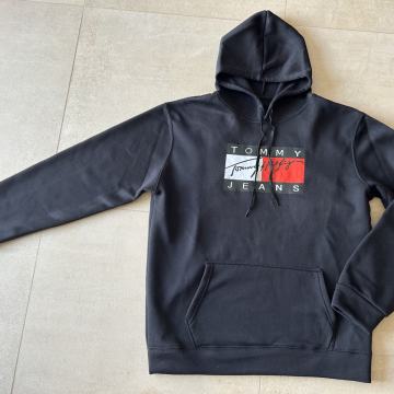 Topel PULOVER Tommy Hilfiger črn HOODY XXL s kapuco - kot NOVO