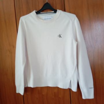 CALVIN  KLEIN BEL BOMBAŽEN PULOVER L