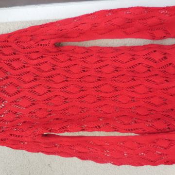 DOLG RDEČ PLETEN PULOVER  M