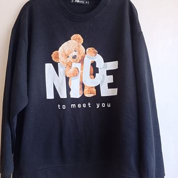 FB SISTER ČRN PULOVER Z MEDVEDKOM M/L