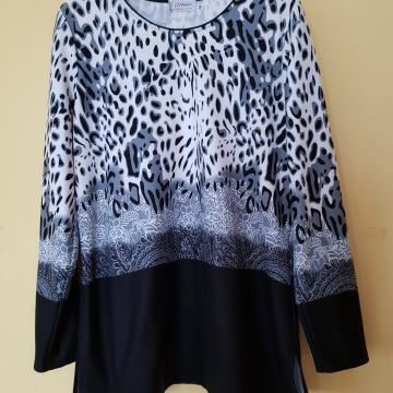 NOV ČRNO SIV TIGRAST PULOVER M/L