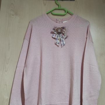 Roza pulover s pentljo S/M