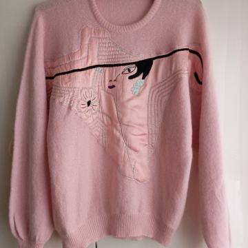 ROZA PLETEN PULOVER - METULJ 42/44