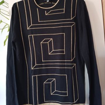 VERSACE ORIGINAL NOV ČRNO ZLAT FINO PLETEN PULOVER L