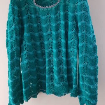 ZELEN ROČNO PLETEN PULOVAR 40/42