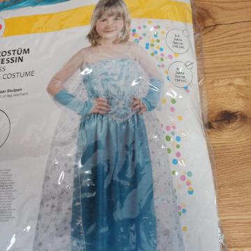 Kostum Frozen Elsa št. 134 cm in dodatki za roke