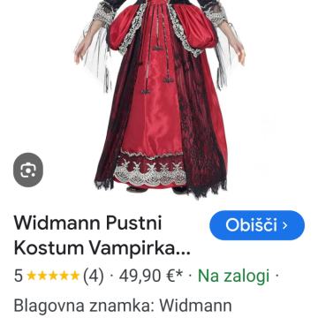 VAMPIRKA- pustni kostum ali kostum za noč čarovnic