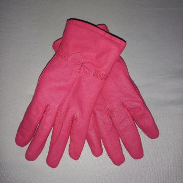 Pink rdeče ženske zimske usnjene rokavice