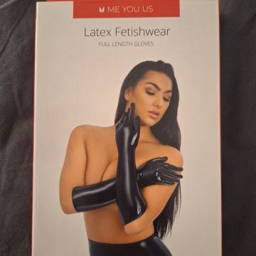 Ženske Latex/lateks črne rokavice daljše (fetish) št. L