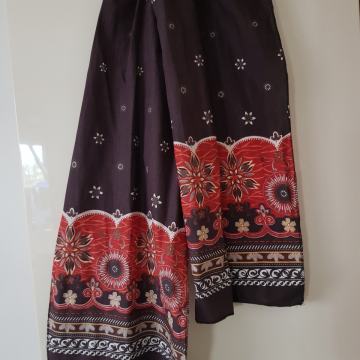 NOV RJAVO CVETLIČNI BOMBAŽNI ŠAL