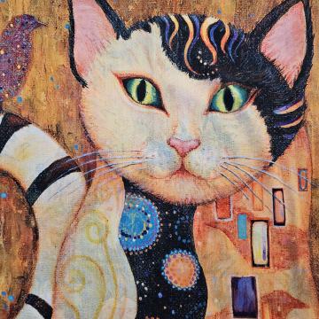 Svileni šal z motivom mačke (G. Klimt)