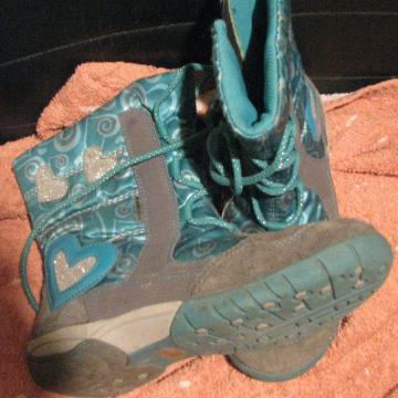 Dekliški zimski škornji-turkizni s srčki, SUPERFIT, GORE TEX, ST.34