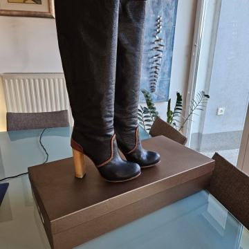Usnjeni ženski škornji Grey Mer