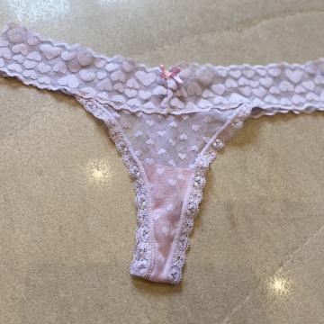 Nežne prosojne TANGICE la SENZA dirty roza, srčki, pentljica - vel. S