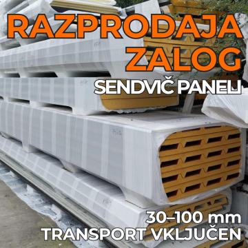 Sendvič paneli razprodaja 30–100 mm od 12 €/m²