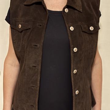 Usnjen ženski brezrokavnik št.40