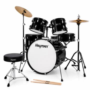Hayman HM-100-BK – 5-delni bobnarski komplet z opremo