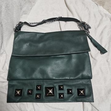 Marjeta Grošelj, vecja torbica temno zelena petrolej